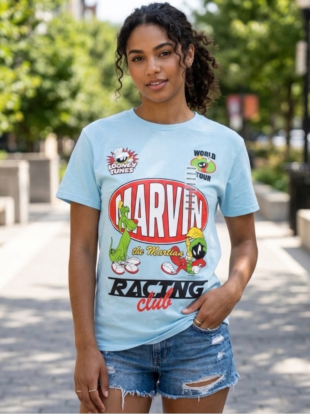 Warner Bros. Light Blue Marvin the Martian Graphic Tee NWOT